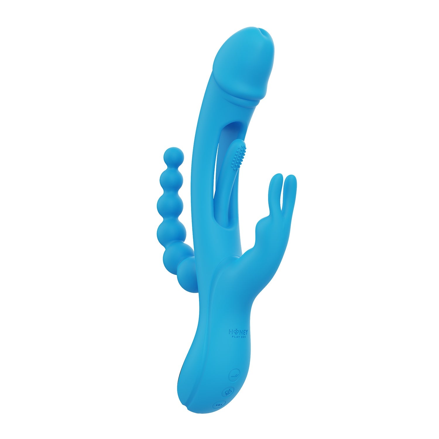 TRILUX Kinky Finger Rabbit Vibrator with Anal Beads, Blue 